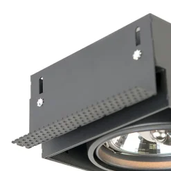 QAZQA Schlafzimmerlampen|Küchenlampen*Einbauspot schwarz AR111 drehbar und kippbar, randlos 2-Licht - Oneon