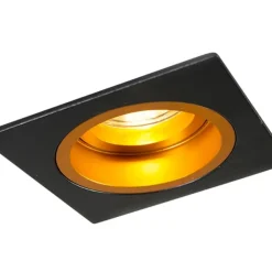 QAZQA Einbaustrahler|Wohnzimmerlampen*Einbauspot schwarz mit Gold 9,3 cm drehbar und kippbar - Chuck