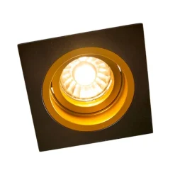 QAZQA Einbaustrahler|Wohnzimmerlampen*Einbauspot schwarz mit Gold 9,3 cm drehbar und kippbar - Chuck