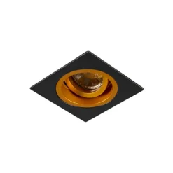 QAZQA Einbaustrahler|Wohnzimmerlampen*Einbauspot schwarz mit Gold 9,3 cm drehbar und kippbar - Chuck