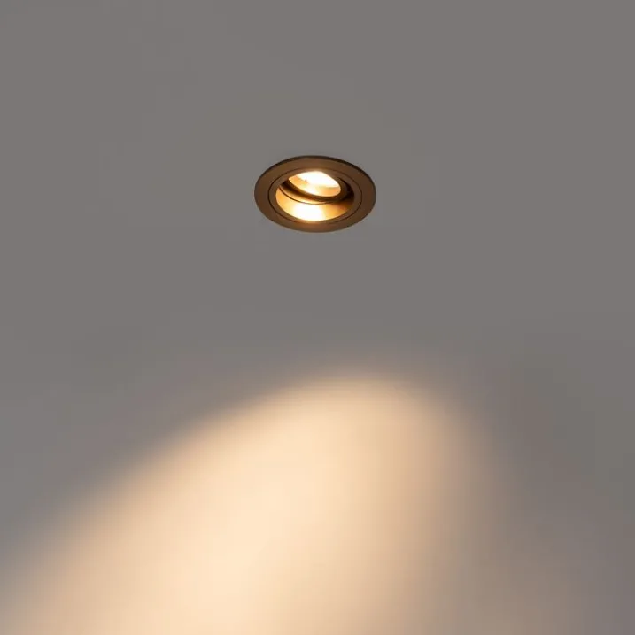 QAZQA Einbaustrahler|Esszimmerlampen*Einbaustrahler dunkelbronze rund dreh- und kippbar - Chuck