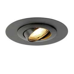 QAZQA Schlafzimmerlampen|Küchenlampen*Einbaustrahler rund schwarz schwenkbar mit Distanzring - Edu