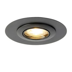 QAZQA Schlafzimmerlampen|Küchenlampen*Einbaustrahler rund schwarz schwenkbar mit Distanzring - Edu