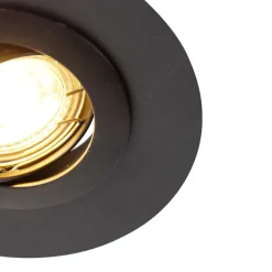 QAZQA Schlafzimmerlampen|Küchenlampen*Einbaustrahler rund schwarz schwenkbar mit Distanzring - Edu