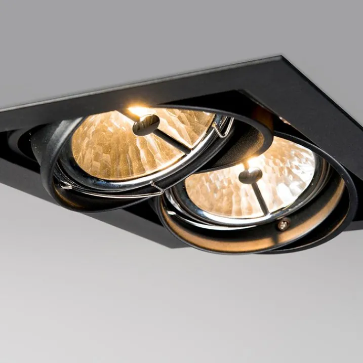 QAZQA Einbaustrahler|Wohnzimmerlampen*Einbaustrahler schwarz AR111 verstellbar 2-flammig - Oneon