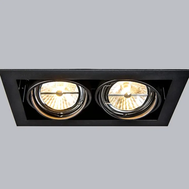 QAZQA Einbaustrahler|Wohnzimmerlampen*Einbaustrahler schwarz AR111 verstellbar 2-flammig - Oneon