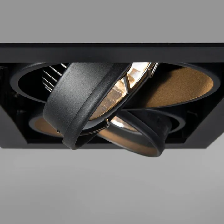 QAZQA Einbaustrahler|Wohnzimmerlampen*Einbaustrahler schwarz AR111 verstellbar 2-flammig - Oneon