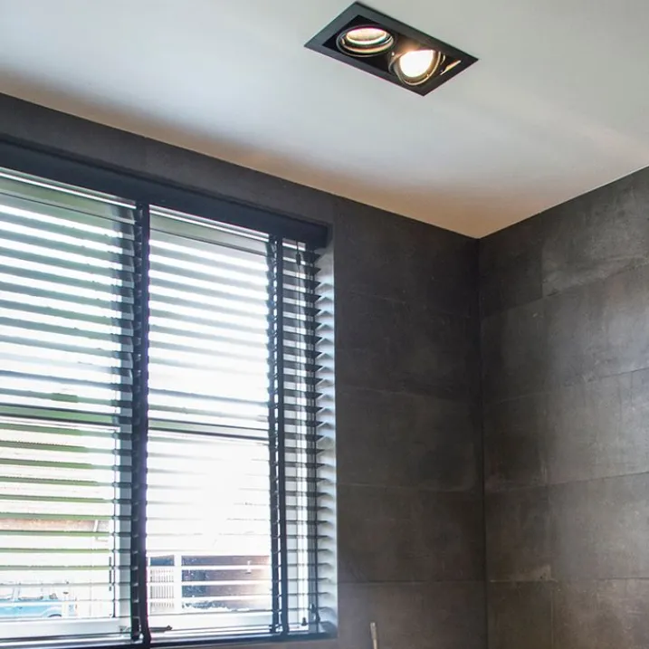 QAZQA Einbaustrahler|Wohnzimmerlampen*Einbaustrahler schwarz AR111 verstellbar 2-flammig - Oneon