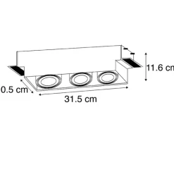 QAZQA Einbaustrahler|Wohnzimmerlampen*Einbaustrahler schwarz drehbar und kippbar trimmlos 3-Licht - Oneon 3