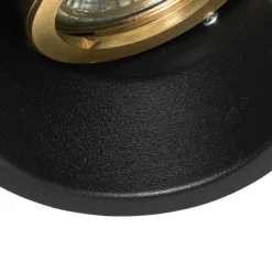 QAZQA Einbaustrahler|Wohnzimmerlampen*Einbaustrahler schwarz mit gold dreh- und schwenkbar - Alu