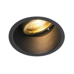 QAZQA Einbaustrahler|Wohnzimmerlampen*Einbaustrahler schwarz mit gold dreh- und schwenkbar - Alu