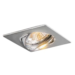 QAZQA Einbaustrahler|Wohnzimmerlampen*Einbaustrahler schwenkbar chrom eckig - Edu