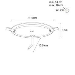QAZQA Professional Schlafzimmerlampen|Küchenlampen*Einbaustrahler weiß 17 cm inkl. LED 3-Stufen-Dimmbar in Kelvin mit Dip-Schalter - Stephanie