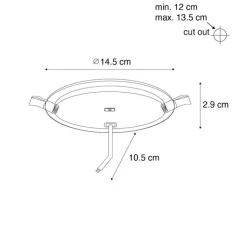 QAZQA Professional Schlafzimmerlampen|Küchenlampen*Einbaustrahler weiß 14,5 cm inkl. LED 3-Stufen-Dimmbar in Kelvin mit Dipschalter - Stephanie