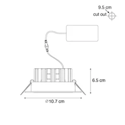 QAZQA Professional Led-Strahler|Einbaustrahler*Einbau-Strahler weiß 9,5 cm inkl. LED 1300lm dimmbar IP23 - Gaius