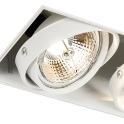 QAZQA Einbaustrahler|Wohnzimmerlampen*Einbaustrahler weiß GU10 AR70 randlos 2-flammig - Oneon