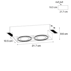 QAZQA Einbaustrahler|Wohnzimmerlampen*Einbaustrahler weiß GU10 AR70 randlos 2-flammig - Oneon