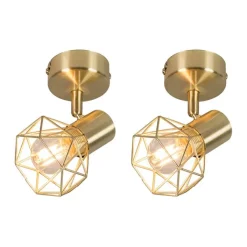 QAZQA Wandstrahler|Deckenstrahler*2er Set Art Deco Spot Messing dreh - und neigbar - Mosh 1