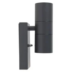 QAZQA Gartenbeleuchtung|Außenleuchten Mit Sensor*2er Set Außenwandleuchte Dunkelgrau 2-Licht Hell-Dunkel Sensor - Duo