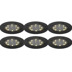 QAZQA Gartenbeleuchtung|Led-Außenleuchten*6er Set Bodenstrahler schwarz inkl. LED IP65 Solar - Terry