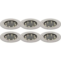 QAZQA Gartenbeleuchtung|Led-Außenleuchten*6er Set Bodenstrahler Stahl inkl. LED IP65 Solar - Terry