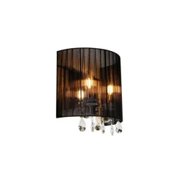 QAZQA Wandleuchten|Wohnzimmerlampen*2er Set Chrom Wandlampen mit schwarzem Schirm - Ann-Kathrin 2