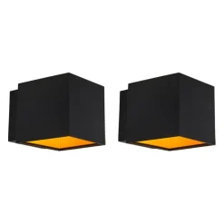 QAZQA Led-Wandleuchten|Wandleuchten*2er Set Design Wandleuchten schwarz / gold inkl. LED - Caja