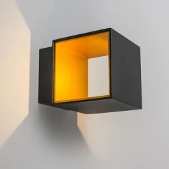 QAZQA Led-Wandleuchten|Wandleuchten*2er Set Design Wandleuchten schwarz / gold inkl. LED - Caja