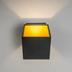 QAZQA Led-Wandleuchten|Wandleuchten*2er Set Design Wandleuchten schwarz / gold inkl. LED - Caja