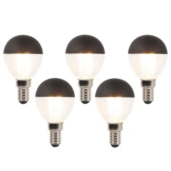 LUEDD Preisvorteil Auf Leuchtmittel|Filament Lampen*5er Set E14 dimmbare LED Filament Glühbirnen P45 schwarz 300lm 2700K