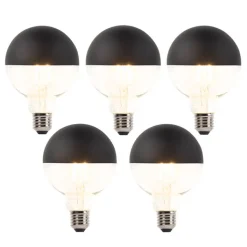 LUEDD Preisvorteil Auf Leuchtmittel|Filament Lampen*5er Set E27 dimmbare LED Filament Glühbirnen G95 schwarz 550lm 2700K