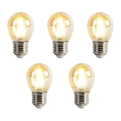 LUEDD Preisvorteil Auf Leuchtmittel|Filament Lampen*5er Set E27 dimmbare LED-Glühbirnen P45 Goldline 3,5W 330lm 2100K
