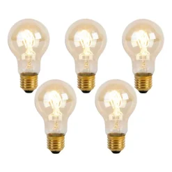 LUEDD Preisvorteil Auf Leuchtmittel|Filament Lampen*5er Set E27 LED Spiral Filament Glühbirnen A60 Goldline 2W 150lm 2200K