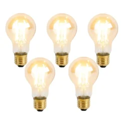 LUEDD Preisvorteil Auf Leuchtmittel|Filament Lampen*5er Set E27 3-Stufen dimmbar LED-Leuchtmittel A60 Goldline 5W 530lm 2200K
