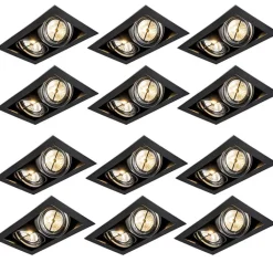 QAZQA Einbaustrahler|Wohnzimmerlampen*12er Set Einbauspots schwarz AR111 verstellbar 2-flammig - Oneon