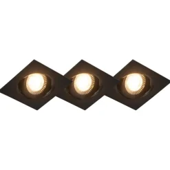 QAZQA Küchenlampen|Led-Strahler*3er Set Einbaustrahler schwarz inkl. LED 3-stufig dimmbar - Miu