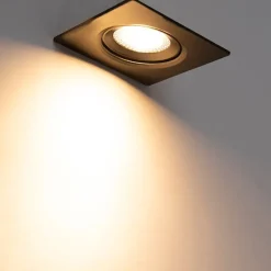 QAZQA Küchenlampen|Led-Strahler*3er Set Einbaustrahler schwarz inkl. LED 3-stufig dimmbar - Miu