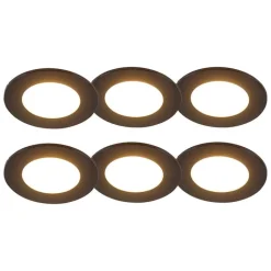 QAZQA Gartenbeleuchtung|Badezimmerlampen*6er Set Einbaustrahler schwarz inkl. LED 3-Stufen dimmbar IP65 - Blanca