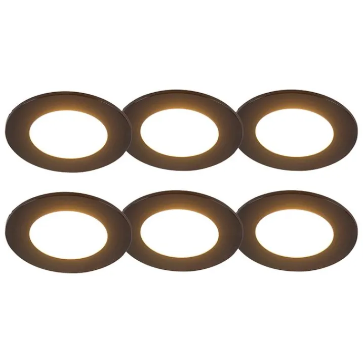 QAZQA Gartenbeleuchtung|Badezimmerlampen*6er Set Einbaustrahler schwarz inkl. LED 3-Stufen dimmbar IP65 - Blanca