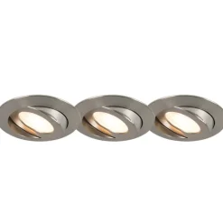 QAZQA Gartenbeleuchtung|Badezimmerlampen*3er Set Einbaustrahler Stahl inkl. LED IP44 - Relax LED