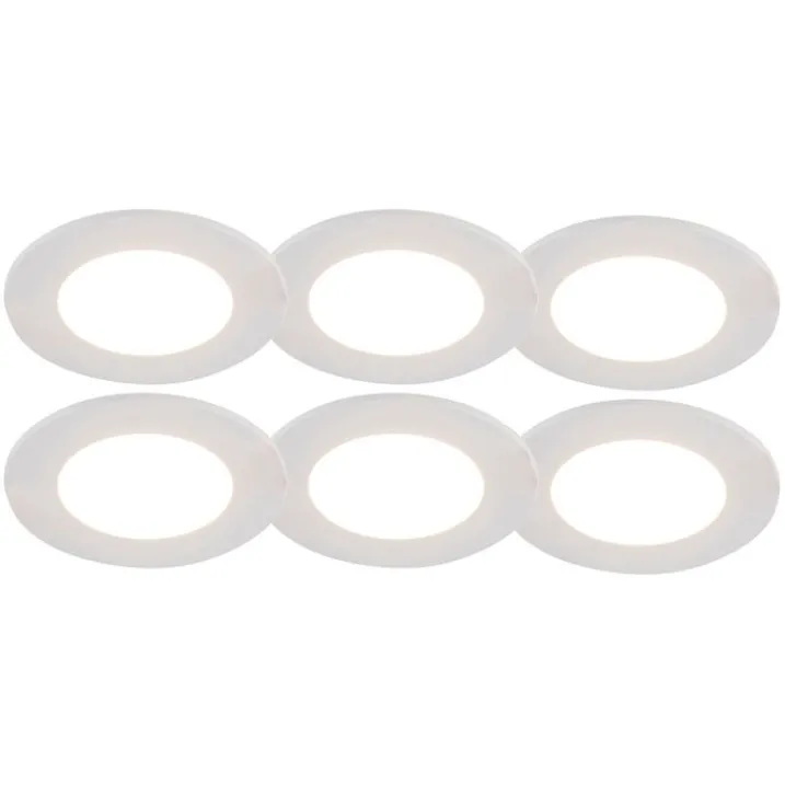 QAZQA Gartenbeleuchtung|Badezimmerlampen*6er Set Einbaustrahler weiß inkl. LED 3-Stufen dimmbar IP65 - Blanca