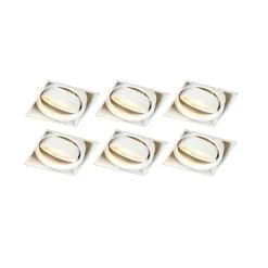 QAZQA Einbaustrahler|Wohnzimmerlampen*6er Set Einbaustrahler weiß GU10 schwenkbar randlos - Oneon