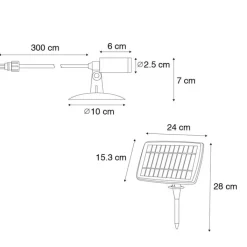 QAZQA Gartenbeleuchtung|Led-Außenleuchten*4er Set Erdspießstrahler schwarz inkl. LED IP65 Solar wiederaufladbar - Garly