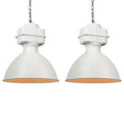 QAZQA Pendelleuchten|Wohnzimmerlampen*2er Set Industrie Hängelampen klein matt weiß - Sicko