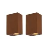 QAZQA Gartenbeleuchtung|Badezimmerlampen*2er Set Industrie Wandleuchten rostbraun IP44 - Baleno II