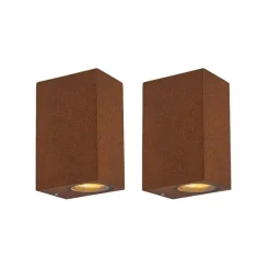 QAZQA Gartenbeleuchtung|Badezimmerlampen*2er Set Industrie Wandleuchten rostbraun IP44 - Baleno II