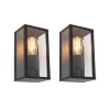 QAZQA Gartenbeleuchtung|Außenwandleuchten*2er Set Industrielle Wandleuchten schwarz 26 cm IP44 - Charlois