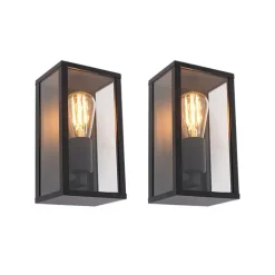 QAZQA Gartenbeleuchtung|Außenwandleuchten*2er Set Industrielle Wandleuchten schwarz 26 cm IP44 - Charlois