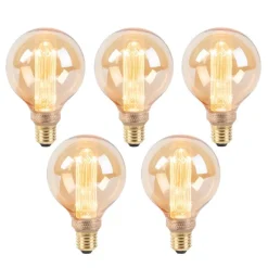 LUEDD Preisvorteil Auf Leuchtmittel|Filament Lampen*5er Set LED-Glühbirnen G95 E27 5W 1800K Amber 3-stufig dimmbar