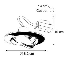 QAZQA Einbaustrahler|Wohnzimmerlampen*6er Set moderne Einbaustrahler schwarz schwenkbar - Edu